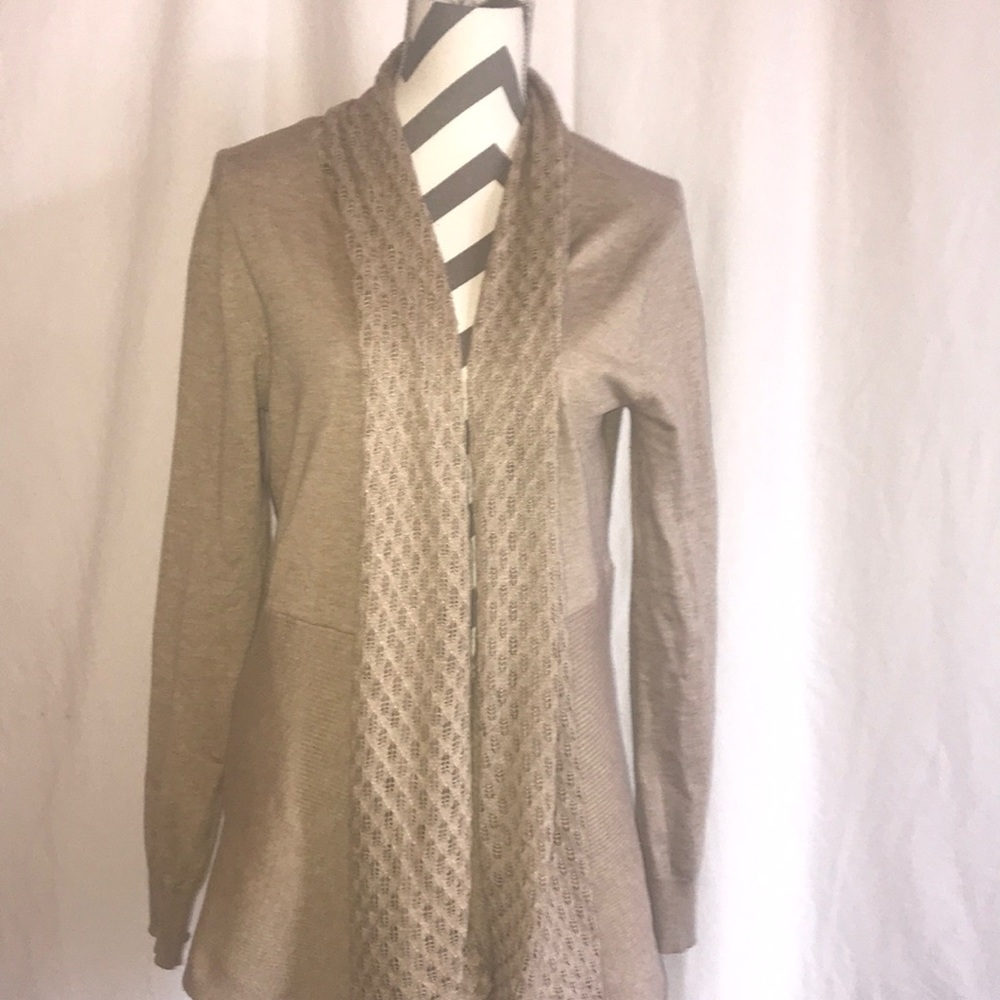 Tan Long Sleeve Cotton Cardigan